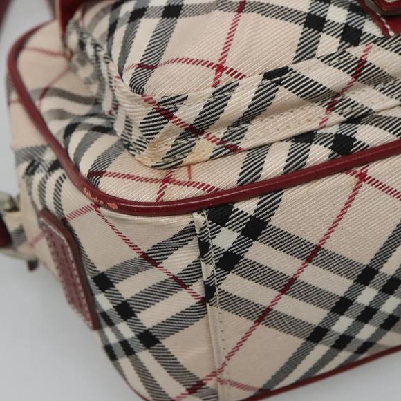 BURBERRY Nova Check Blue Label Shoulder Bag Nylon Beige Red Silver Auth BA669 - Picture 14 of 16